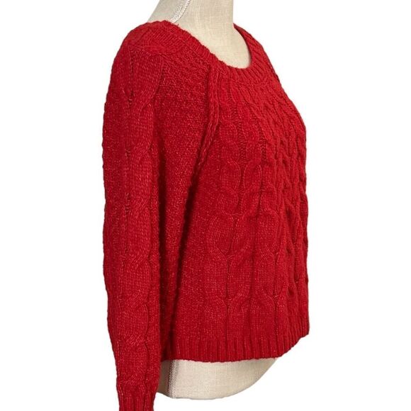 Olive & Oak Red Cable Knit Sweater, Large - Picture 2 of 4